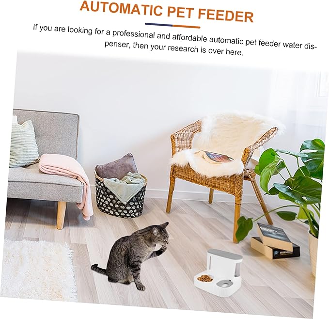 FRCOLOR Automatic Pet Feeder Water Dispenser for Cats and Small Dogs Food Capacity Water Bowl Gravity Replenishment Visible Window Stylish Design for Indoor Use