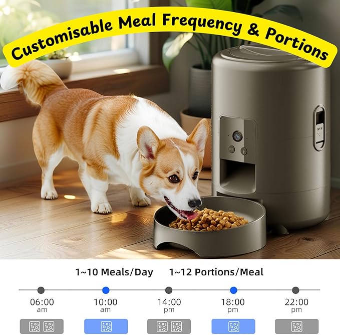 PeekABowl Smart Pet Feeder - Automatic & Interactive Feeder - Live Camera, 2-Way Audio, Feeding App, 2L Capacity - Cat & Dog