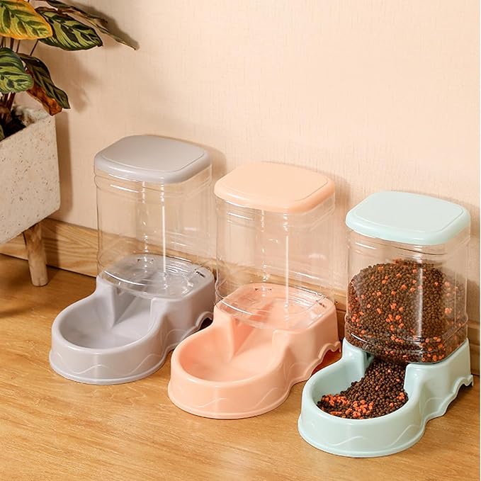 muhm Pet Automatic Feeder Cat Drinking Bowl Cat Bowl Large Capacity Dog Bowl 3.8L Combo Food Storage Bucket Pet Supplies Pink Automatic Drinking Fountain