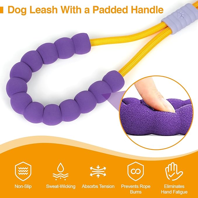 Hands Free Dog Leash Dual Handle, Wearable Leashes for Dog, Padded Waist Belts and Rotating Metal Clip,for Small Medium Large Dogs (18+ lbs) Walking Training Running (Yellow-Orange, 5.5 FT)