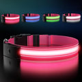 LED Dog Collar Rechargeable- Brightest Light Up Dog Collars - 1,600 Feet of High Visibility - Magnetic Charging - Glow in Dark Dog Lights for Night Walking, Pink L