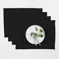 Solino Home Linen Placemats Set of 4 - Classic Hemstitch Black Placemats 14 x 19 Inch - 100% Pure Linen Table Mats for Winter, Holiday, New Year