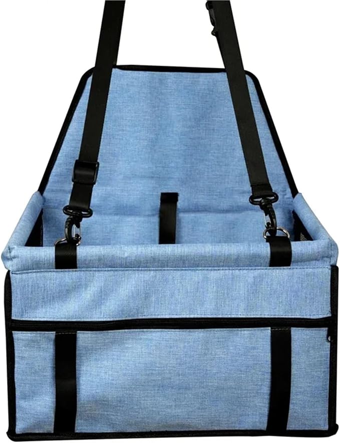 Small Dog Car Seat Shortened Harness with Swivel Metal Spring Hook Ideal Washable Portable Pet Booster Seat Suitable for Small Dogs and Pets(Blue)