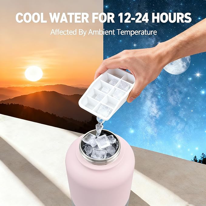 Insulated Dog Water Bottle with 2 Bowls, 32oz Travel Stainless Steel Double Wall Thermos, Portable Pet Dispenser, Gifts for Puppy Small Dogs Walking Hiking and Camping