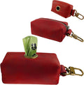 HIFA Genuine Leather Dog Waste Holder - Soft Touch Rustic Leather, Metal Clips and Easy Access to Pet Waste Bags - Dog Poop Bag Dispenser for Outdoor Walking