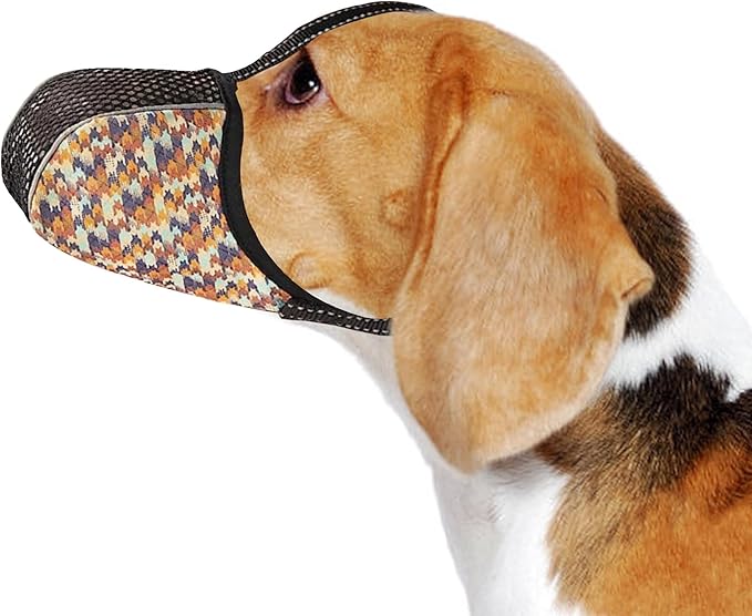 Dog Muzzle Medium Sized Dogs Anti Bite Bark Soft Air Mesh Muzzles Reflective Ajustable Full Coverage Dog Mouth Guard Cover for Grooming Scavenging Orange M