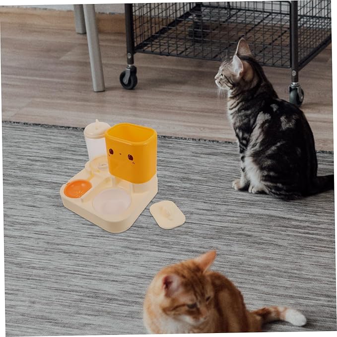 Automatic Cat Dog Feeder Double Bowls Water Dispenser Pet Food and Water Station Space-Saving Design Easy-Clean Material