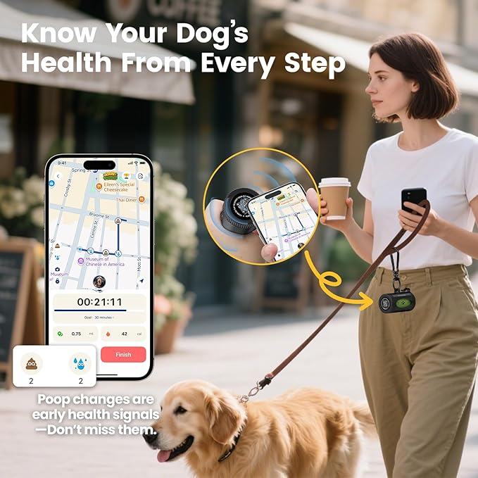 Dog Poop Bag Rolls with Retractable Poop Bag Holder, Leak Proof and Extra Thick Lavender Pet Waste Bags, 70% Recycled GRS Certified, 1 Dispenser and 105 Bags for Doggy Walking & Cat Litter