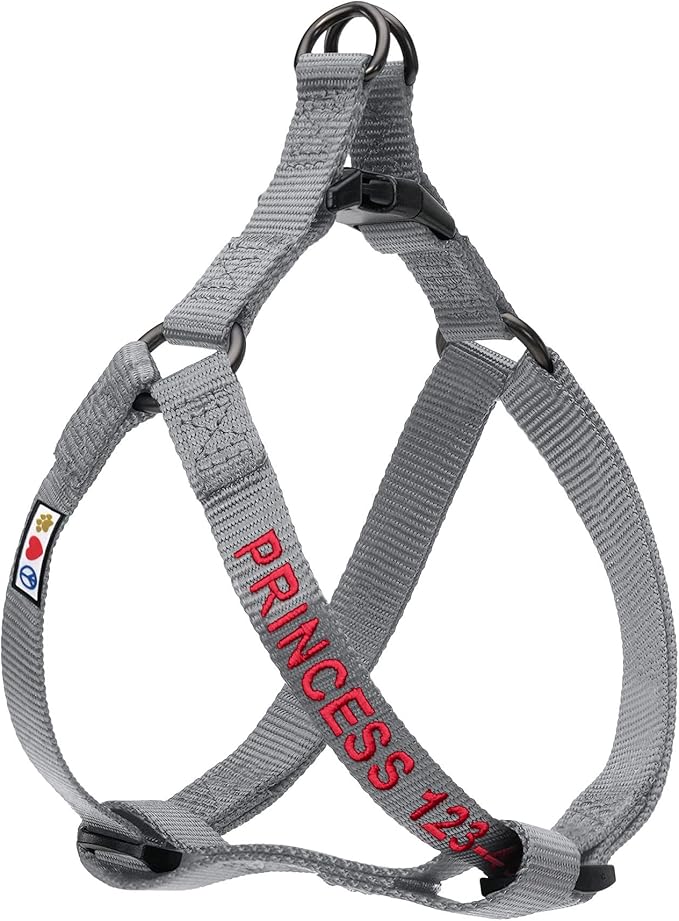 Pawtitas Personalized Dog & Puppy Harness Large Grey Custom ID Tag Adjustable No Pull Vest