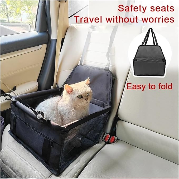 Small Dog Car Seat, Portable Puppy/Pet Car Booster Seat With Clip-in Harness And Mesh Window,Great For Small Pets(Coffee)