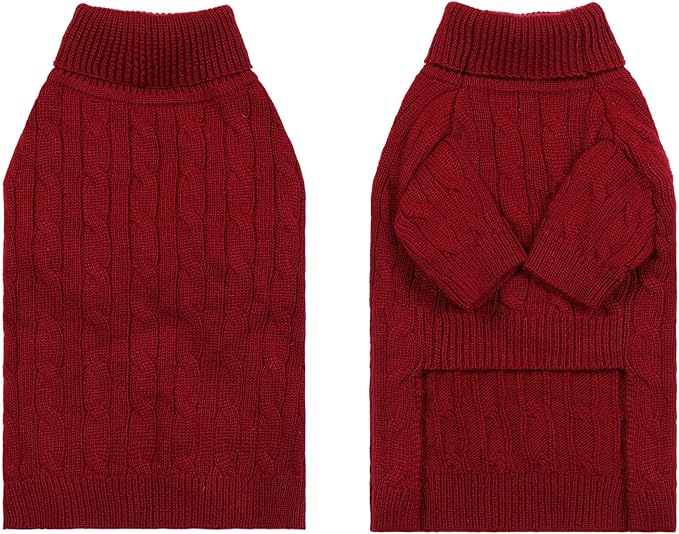 Small/Medium Dog Sweater, Warm Dog Winter Coat w/Sleeves, Comfortable High Neck Premium Dog Clothes for Schnauzer-Best for Holidays, Daily Walks M Deep Red