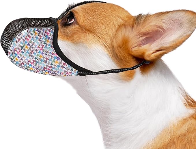 Dog Muzzle for Extra Small Dogs Anti & Prevent Biting Chewing Barking Soft Air Mesh Muzzles Reflective Ajustable Full Coverage Dog Mouth Guard Cover for Grooming Scavenging Colour S
