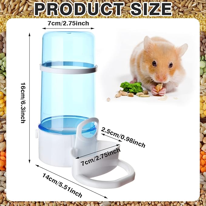 2 Packs Pet Feeder and Waterer, Self Dispensing Automatic Hamster Feeder, Food and Water Dispenser Set,Small Animal Dog Cat Pet Food Bowl, for Dogs Cats Pets Animals, 16x14cm, Blue (Blue)