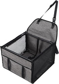 Asixxsix Small Dog Car Booster Seat, Waterproofing Folding Soft Travel Pet Carrier Cage with Breathable Mesh and Stable Portable Pet Car Basket for Road Trip (Light Gray)