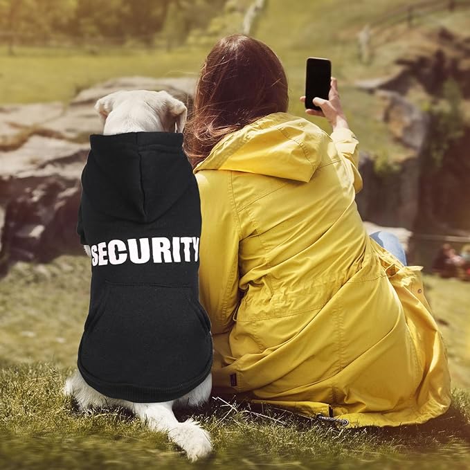 Dog Hoodie Dog Sweaters for Large Dogs Security Pet Sweater Soft Brushed Fleece Pet Clothes Hoodie Sweatshirt with Pocket(L)