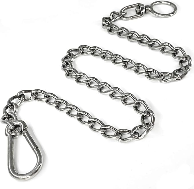 Dog Chain Leash, 304 Stainless Steel Short Lead Metal Heavy Duty Chain DIY Double Dog Leashes Self-Assembly Leashes Extension&Coupler. (304 S/S 24in x 3mm)