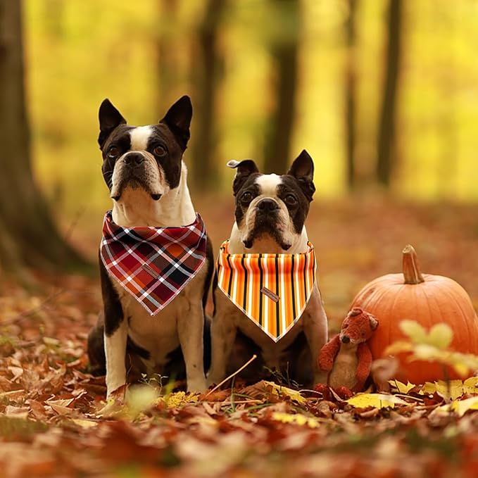 Elegant little tail Fall Dog Bandana, 1PC Girl Boy Dog Bandanas Halloween Bib Scarf Soft Washable Square Pet Scarf Adjustable Dogs Kerchief for Small Medium Large Dogs