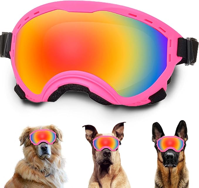 Dog Sunglasses with Adjustable Strap, UV Protection, Winproof Puppy Sunglasses, Suitable for Dogs Eyes Protection,Soft Dogs Goggles