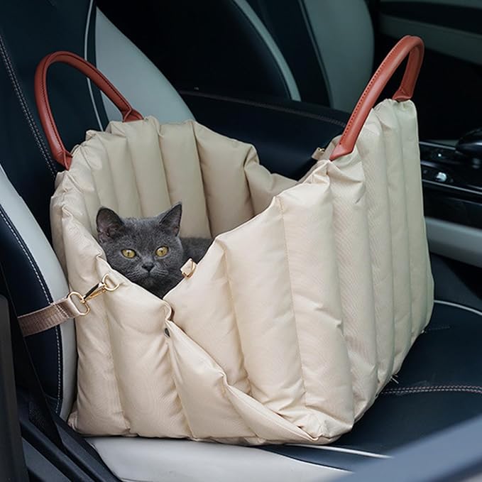 Dog Booster Car Seat, Portable Dogs Car Seat for Small Dog, Soft Pet Cars Travel Home Bed, Small Pets Travel Carrier Bed with Anti-Escape Rope, Portable Carrier (A)