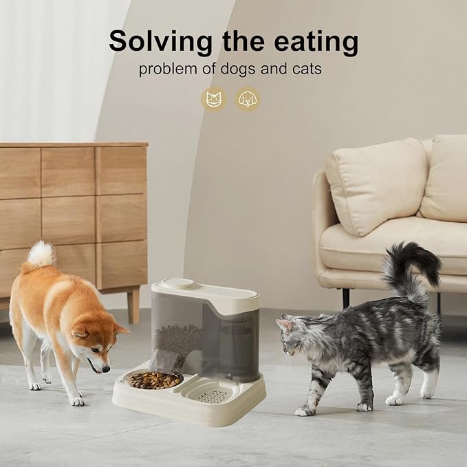 Elevated Pet Feeders with Removable Stainless Steel Bowl and Automatic Water Dispenser Cats and Dogs