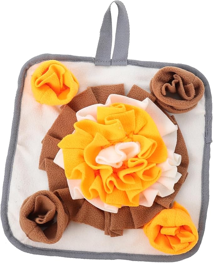 Totority Small Pet Snuffle Mat for and Hamsters Nose Work Feeding Pad for Sniffing Training Prevents Obesity Stimulates Foraging Instincts Non- Design White and Orange