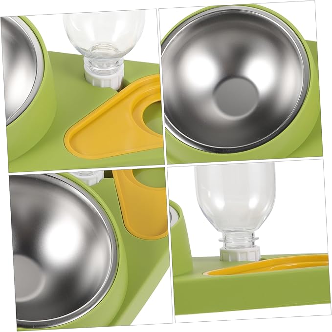 Mikikit Automatic Pet Food and Water Dispenser Compact Dog Feeder Non-Skid Base Bite-Resistant Material for Cats and Dogs Easy Use Pet Feeding Bowl Green
