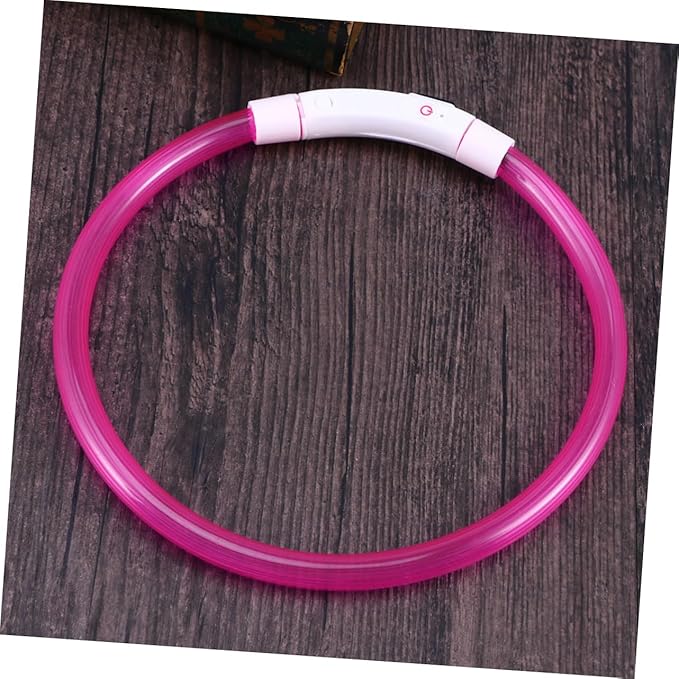 BESPORTBLE Dog Collar Rechargeable Neon Led Collar for Pets 3 Light Modes Charging Pink