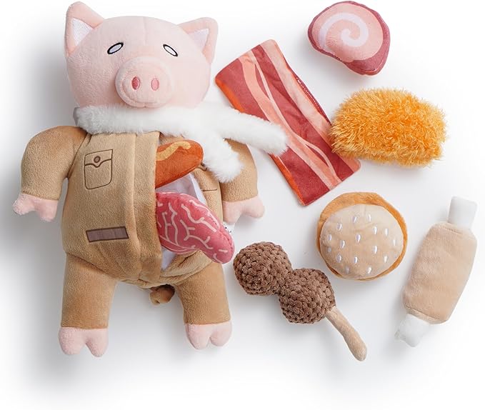 Nocciola Stuffed Pig Dog Toys: Hide and Seek Funny Squeaky Crinkle Plush Dog Chew Toys for Small Medium Breed, Cognitive Training Pet Enrichment Gifts Supplies
