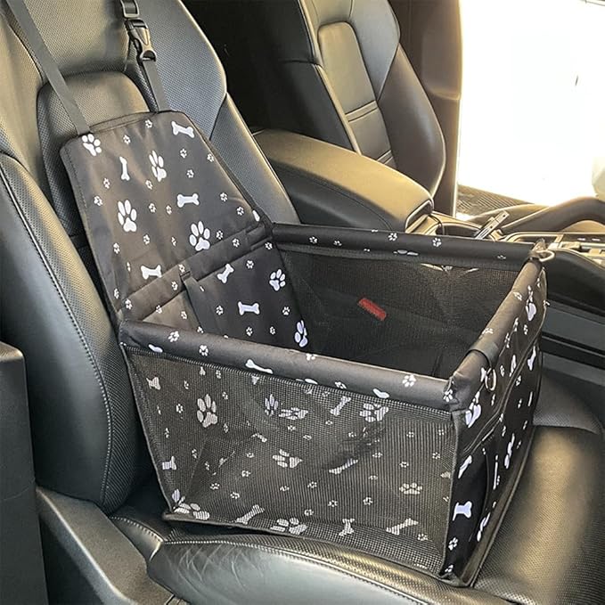 Pet Car Seat for Skoda Scala 2018 2019 2020 2021 2022 2023 2024 2025 Dog Car Seat with Leash Portable Dog Bed for Car Washable Foldable Car Pet Bag,Black Bone Print