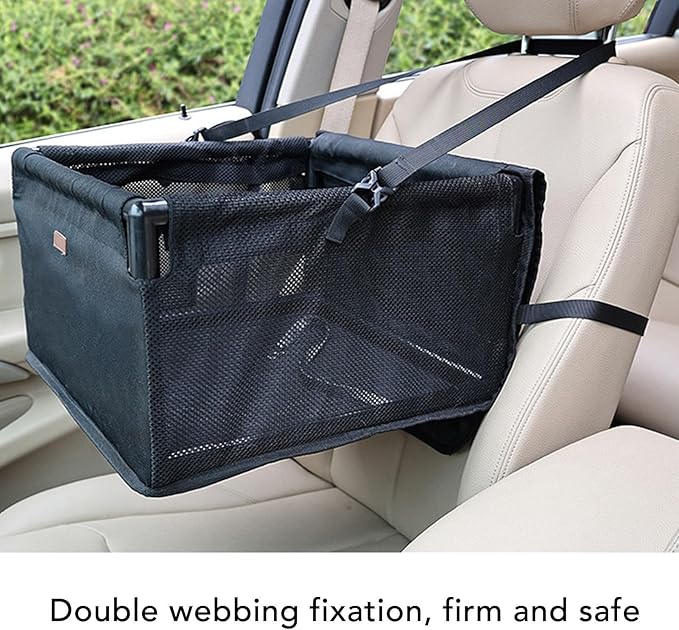 Breathable and Comfortable Dog Car Seat, Detachable Washable Dog Booster Seat, Multi Functional Pet Travel Bed with Safety Belt, Pet Car Seat for Small Medium Dogs Cats