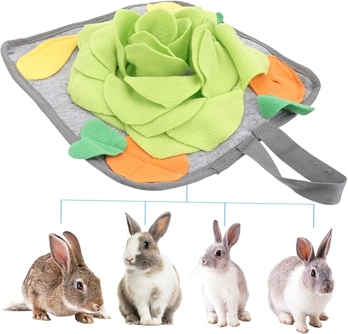 Rabbit Training Mat Pet Feeding Pad Bunny Snuffle Toy Made of Polar Fleece Aid