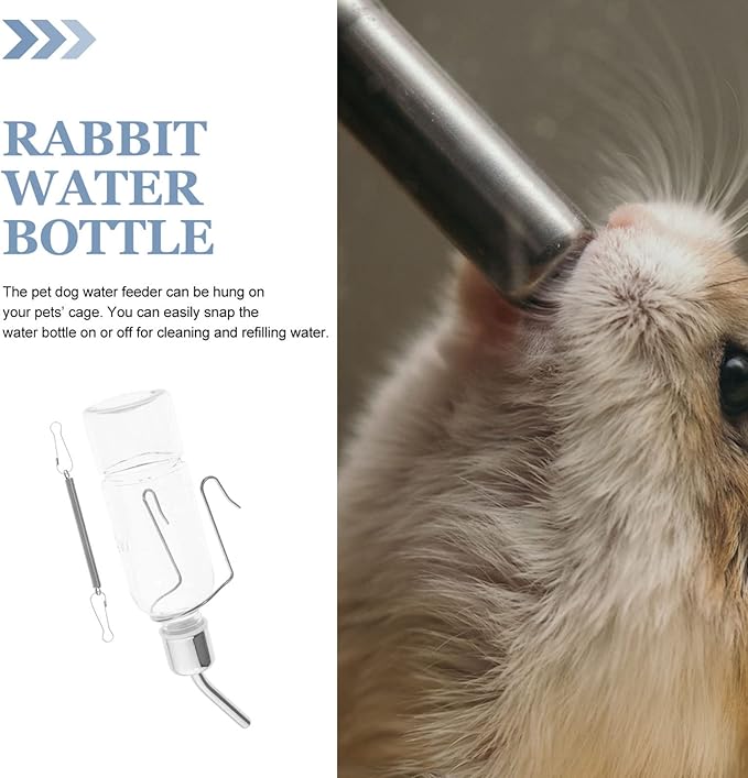2pcs Automatic Drinking Fountain Guinea Pig Water Automatic Water Dispenser for Dogs Automatic Pet Plastic Water Bottles Hanging Bottle for Pet Stainless Steel Small White Feeder