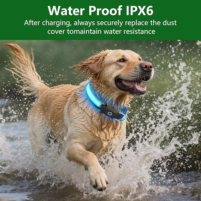 Light Up Dog Collar 13 Color Models, USB Rechargeable, Adjustable Comfortable Soft Mesh Safety Dog Collar from 15" to 20”