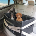 Dog Booster Seat for 2 Small/Medium Dogs, Dog Car Seat with 2 Safety Belt, Upgraded/PU Leather/Waterproof/Anti-Odour Puppy Car Seat