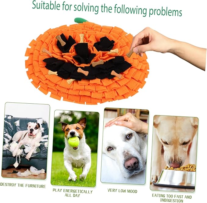 Pumpkin Snuffle Mat for Dogs Interactive Sniffing Toy for Large Breeds Bright Fleece Mental Feeding Mat Training Cushion
