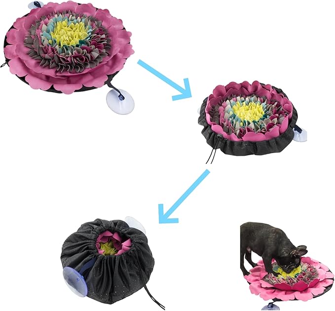 Snuffle Mat for Dogs, 20" Adjustable Interactive Dog Puzzle Feeding Mat, Enrichment Sniffing Pad for Mental Stimulation Boredom Relief, Washable Nose Work Toy, Slow Feeder for Small/Medium/Large Dogs