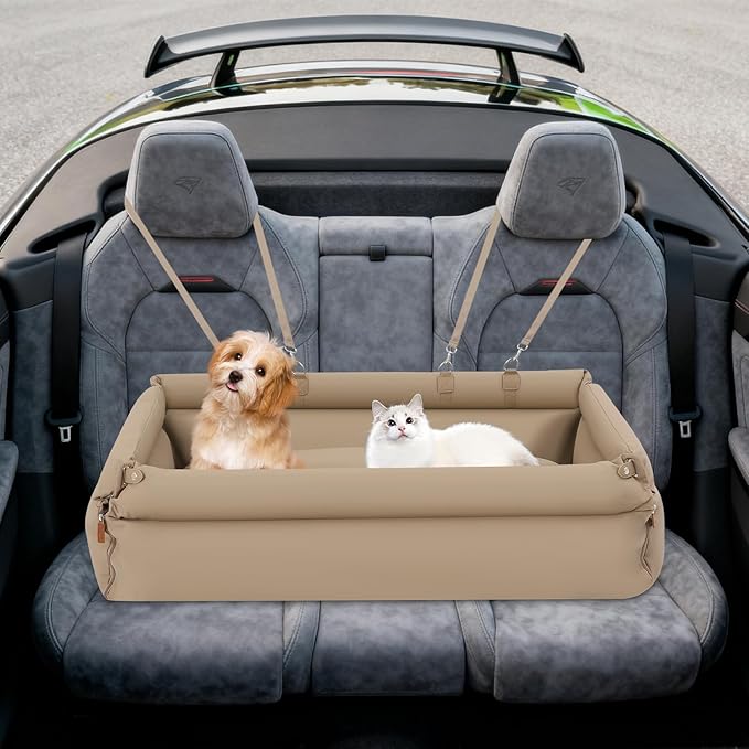 Dog Car Seat for Small & Medium Dogs Cats, Detachable Portable Dog Bed Car Seat with Adjustable Straps Travel Pet Bed Carseat, Scratch-Resistant