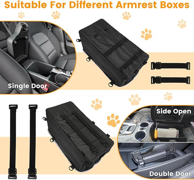 KOCASO Small Dog Car Seat, Dog Booster Car Seat Center Console Pet Booster Seat Small Under 9 lbs, Foldable and Portable w/Side Pocket & Cushion for Small Pets, Machine Washable Black