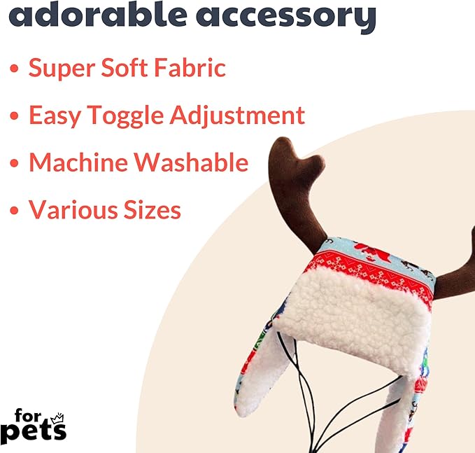 Huxley & Kent Pet Hat | Ugly Sweater Antler (Small) | Fun Christmas Holiday Hat for Dogs/Cats | Cute, Comfortable and Fun | SnugFit Strings for Best Fit