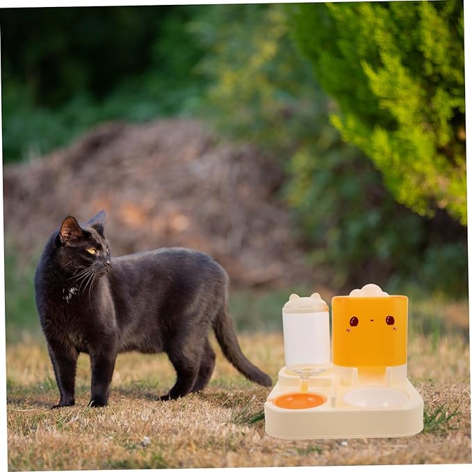 Automatic Pet Feeder Double Bowls Water Dispenser Cat Dog Feeding Station Easy Maintenance Sturdy Base