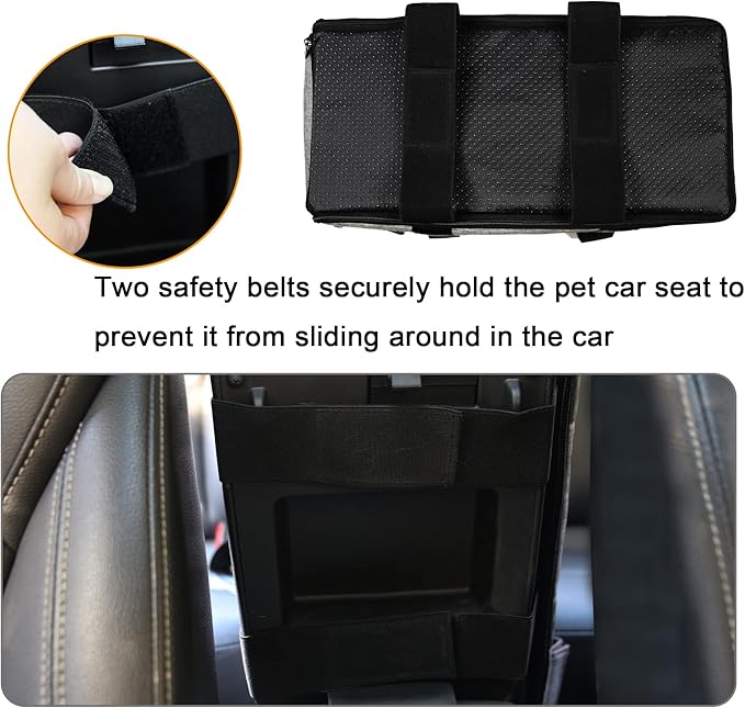 Small Dog Cat Car Booster Seat, Detachable and Washable Dog Carseats,Pet Travel Safety Car Seat for Car Center Console, Pet Travel Carrier Hammock Bed,Front Carseats Carrier Bag
