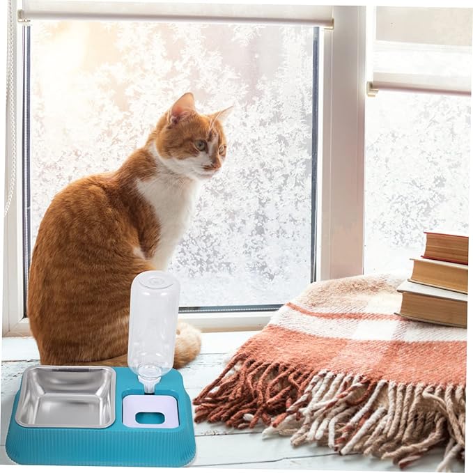 TOYANDONA Pet Feeder Detachable Dog Bowl with Non Slip Base Automatic Water Dispenser for Cats Dogs and Rabbits Easy to and Replace for Indoor Use