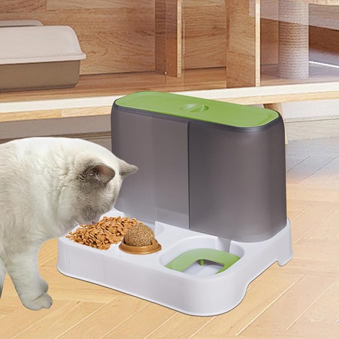 Automatic Cat Feeder, Cat Auto Feeder Dog Feeders, Cat Feeder Automatic, Automatic Dog Food Dispenser, Large Capacity Water Dispenser, Pet Food Dispenser, Food Bowl Pet Supplies (Green)