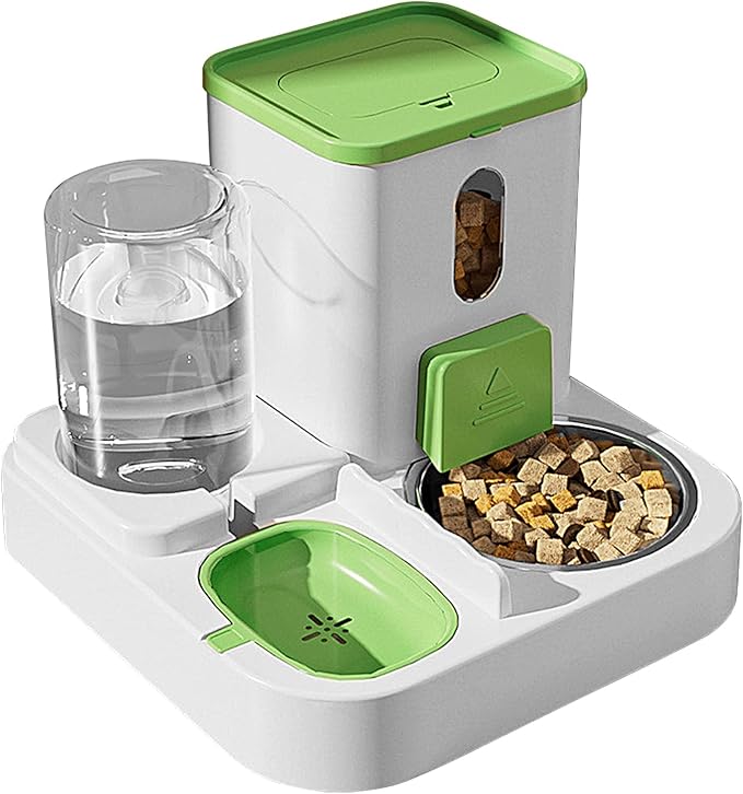 Pet Feeder and Water Dispenser Set – Automatic Dry Food Station with Electric Fountain | duals Bowl System for Cats Dogs Home Dorm Travel Hotel School Feeding Hydration Convenience