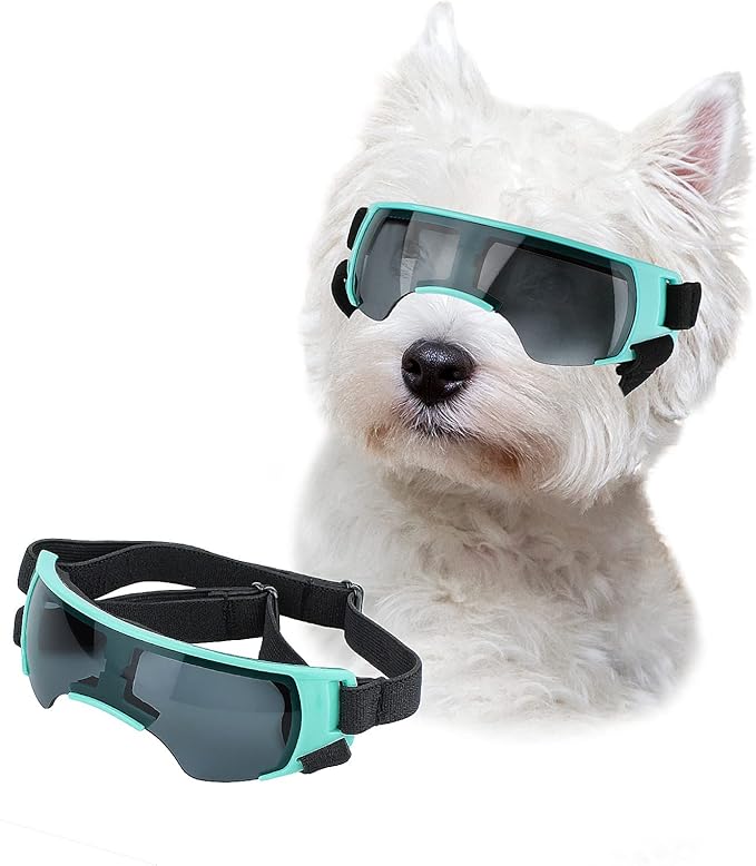 LESYPET Dog Sunglasses for Small Breed, UV Wind Dust Protection Dog Goggles for Pet Outdoor Driving Riding, Pet Glasses Eye Wear with Adjustable Strap, Blue