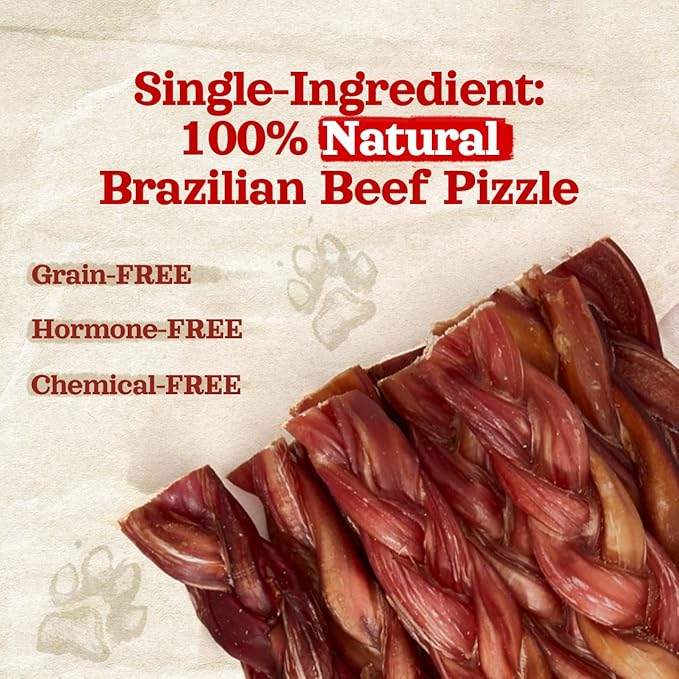Natural Farm Odor-Free Braided Bully Sticks (4-5 Inch, 5 Pack) - 100% Grass-Fed Beef, Grain-Free, Low Fat & Fully Digestible Best Dental Treats, Safest Long Lasting Pizzle Chews to Keep Your Dog Busy