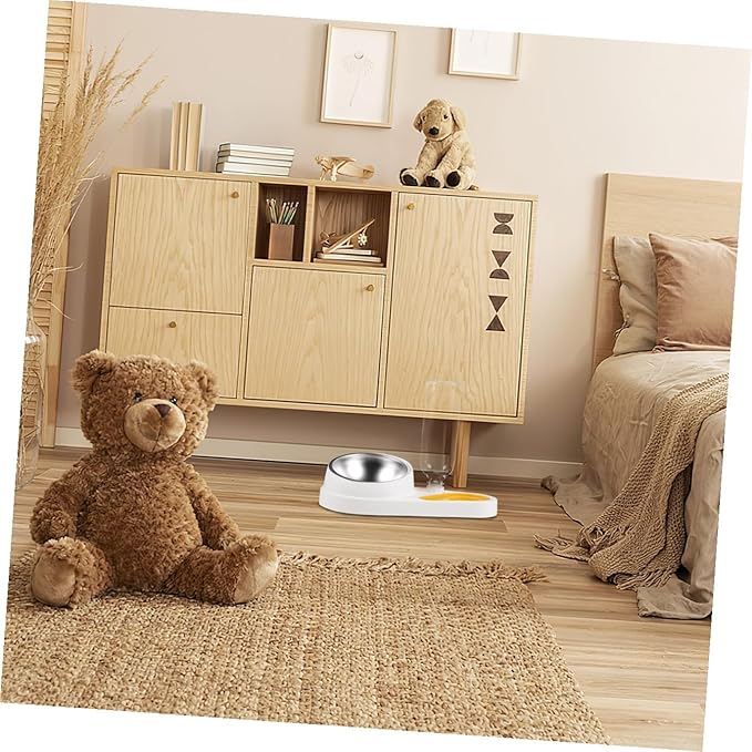 Yardwe Automatic Pet Food and Water Feeder 2-in-1 Detachable Dog Bowl White Self-Dispensing Feeder for Cats and Dogs Household Use