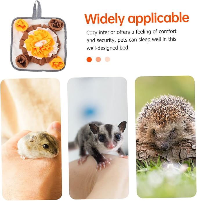 Totority Small Pet Snuffle Mat for and Hamsters Nose Work Feeding Pad for Sniffing Training Prevents Obesity Stimulates Foraging Instincts Non- Design White and Orange