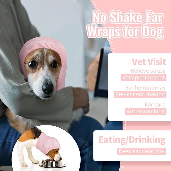 Nanaki Dog Hats Calming Hoodie-Dog Ear Covers Head Cover Protector Hematomas Wraps, No Shake Ear Wrap Muffs Noise Protection, Anxiety Relief, Fireworks, Grooming, Thunderstorm, Bath, Vet Visit