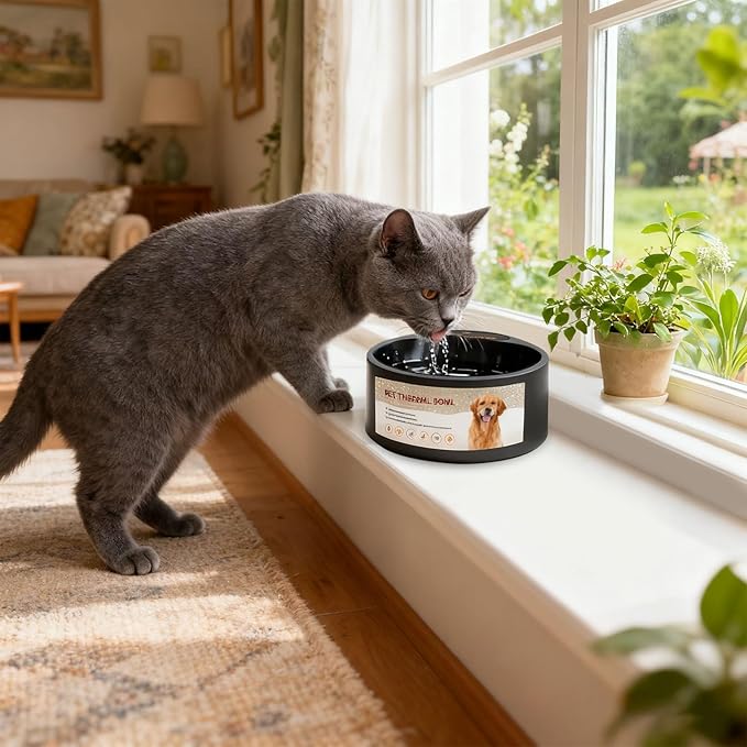 Automatic Heat Retaining Pet Feeders for Indoor Outdoor Use Nonslip Base Light Weight Dish Cold Climates Heated Pet Bowl for Cold Climates